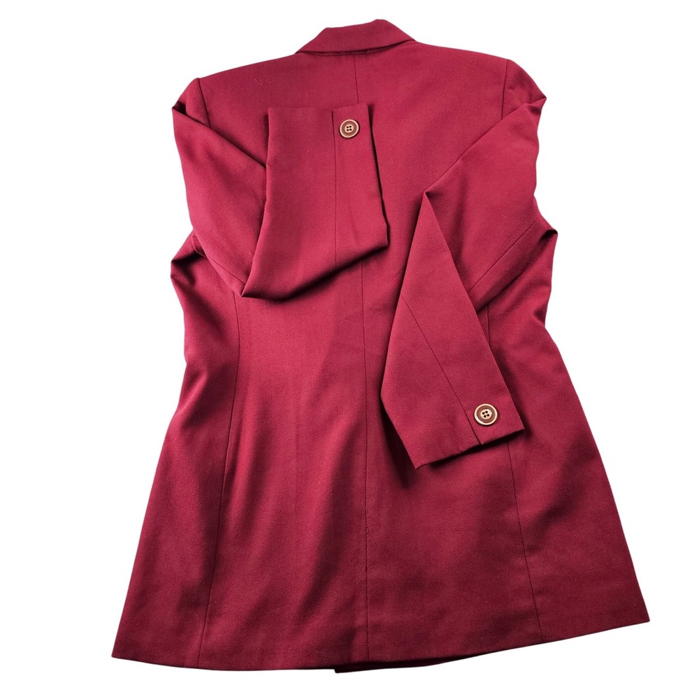 Dress Barn Blazer Jacket Women's 8 Maroon Stretch Long Sleeve Double Breasted - Picture 11 of 12